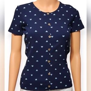 Old Navy Dark Blue Heart Pattern Button Down Shirt